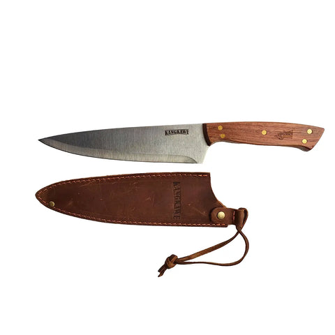 Cuchillo Parrillero Kangkawe + Funda Cuero + Grabado Laser