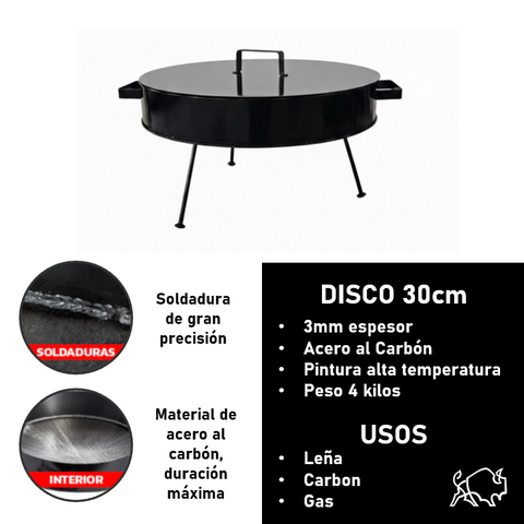 Disco de Asado con Tapa 30cm 3mm