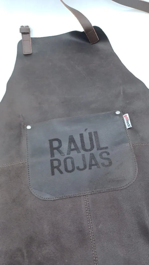 Delantal Pechera Parrillera Cuero Dark + Grabado Láser