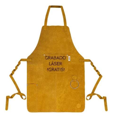 Delantal Pechera Parrillera Cuero + Grabado Gratis