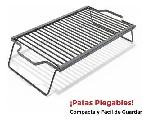 Parrilla A Carbón Leña Portátil Plegable 60x40 Camping Negro
