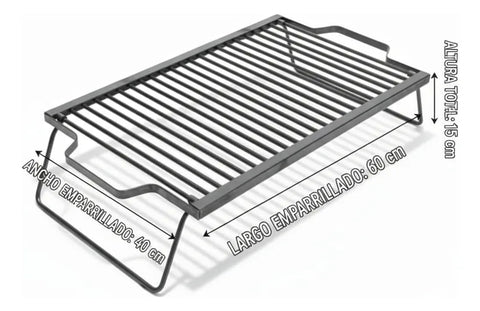 Parrilla A Carbón Leña Portátil Plegable 60x40 Camping Negro