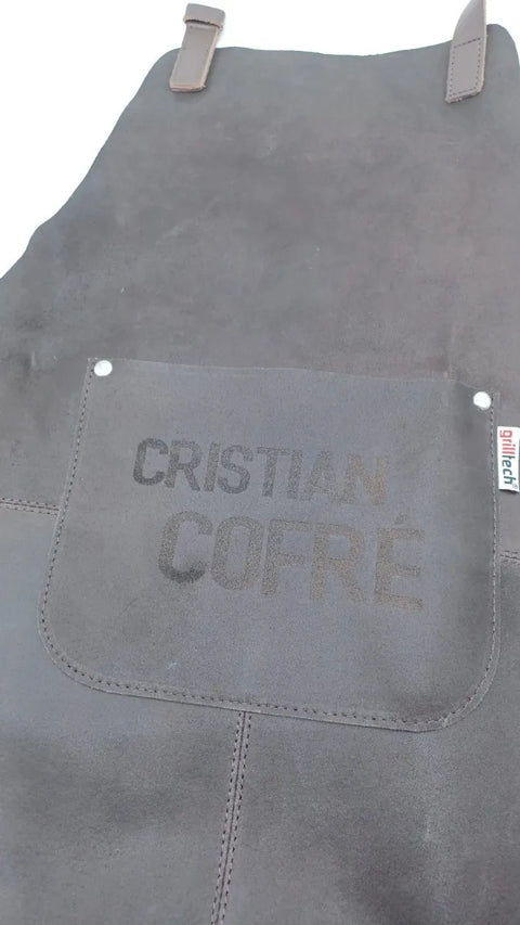 Delantal Pechera Parrillera Cuero Dark + Grabado Láser