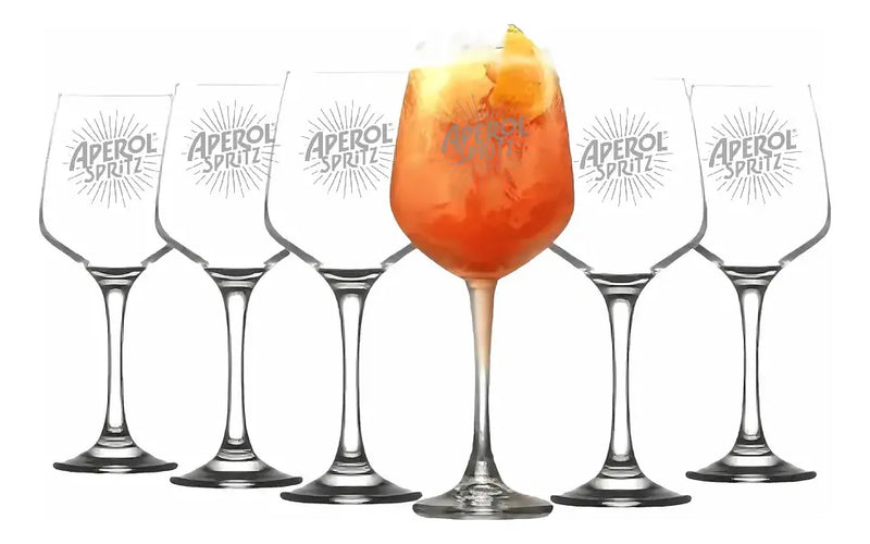 Copa Aperol Pack X6 Unidades Grabada 510ml
