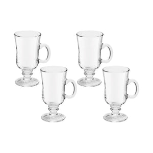 Set 4 Tazas de Vidrio con Pie 240 ml para Capuccino y Té