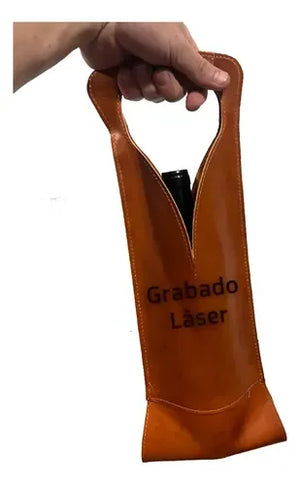 Porta Botella De Vino De Cuero Para Regalo + Grabado Láser Café