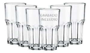Pack 6 Vasos Vidrio 480 Ml Vicrila Siena Personalizados Apto Lavavajillas Blanco