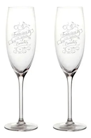 Copa De Espumante Personalizada Boda Aniversario Pack X6 Transparente