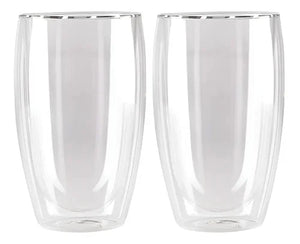 Set 2 Vasos Vidrio Doble Pared Transparente 473 Ml Para Café Glasso