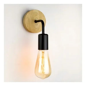 Aplique de Pared Ascella Madera y Negro E27
