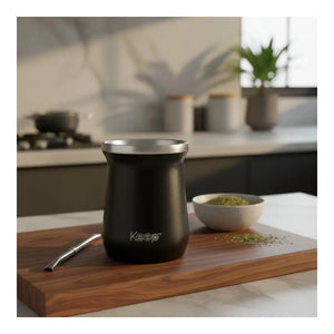 Mate Térmico Keep Martillado 300 ml Negro + Grabado Personalizado
