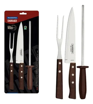 Kit Asado Tramontina 3 Piezas Mango de Madera