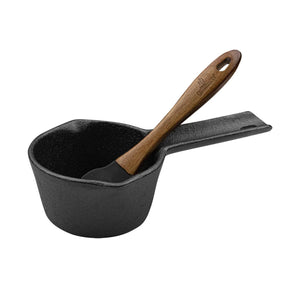 Salsero Hierro Fundido + Brocha Silicona Carnes Adobar Asado