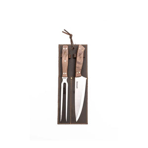 Set Cuchillo Tenedor Funda Cuero + Grabado Personalizado