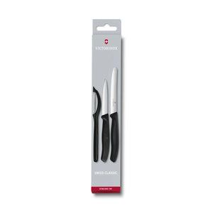 Set De Cuchillos Mondadores + Pelador Victorinox Negro + Grabado Personalizado