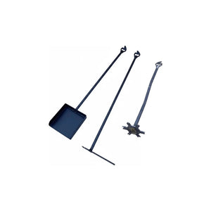 Set Pala Carbonera + Atizador + Limpia Parrilla Metal Acero