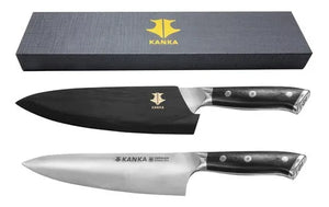 Cuchillo Chef Acero Alemán Kanka 8" — Funda Madera + Grabado Láser Gratis