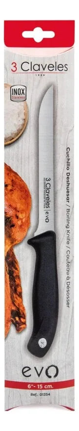 Cuchillo De Cocina 15cm Deshuesar 3 Claveles Evo Acero Color Gris + Grabado Personalizado