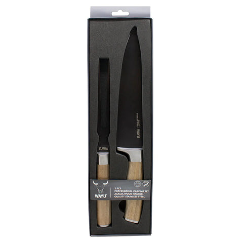 Cuchillo + Tenedor Wayu Premium + Grabado Láser