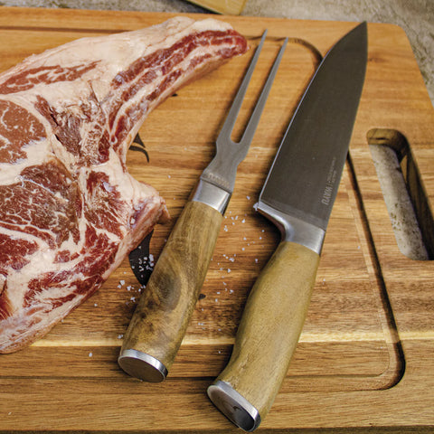 Cuchillo + Tenedor Wayu Premium + Grabado Láser
