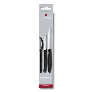 Set De Cuchillos Mondadores + Pelador Victorinox Negro + Grabado Personalizado