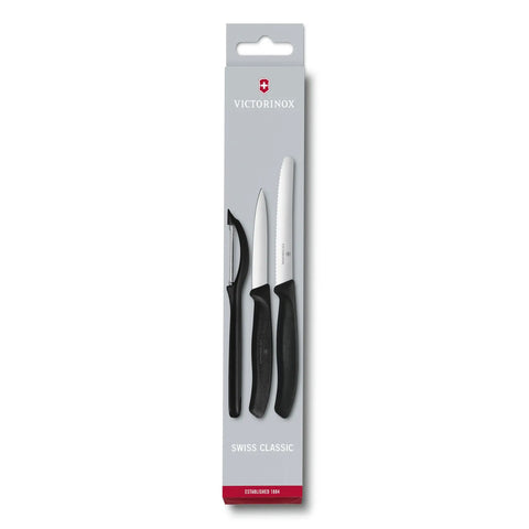 Set De Cuchillos Mondadores + Pelador Victorinox Negro