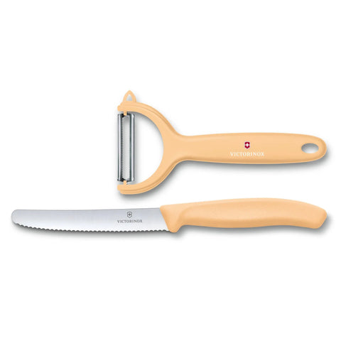 Set De Cuchillo Y Pelador Dentado Victorinox Crema 6.7116.23L92