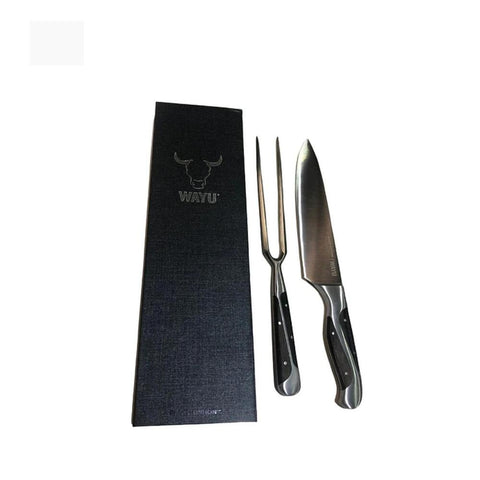 Set Parrillero Wayu Black Edition Cuchillo + Pincho + Grabado Láser