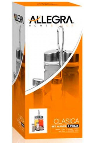 Set De Alcuza Vidrio Clásica 5 Piezas Allegra Premium