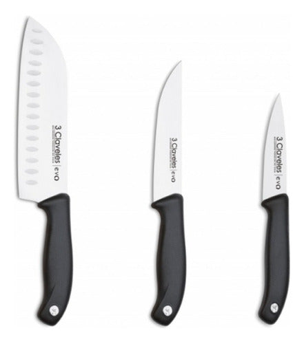 Set 3 Cuchillos De Cocina 3 Claveles Evo Profesional #1734