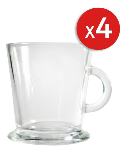 Set 4 Tazas De Vidrio Para Café Cappuccino Mokka Té 180ml