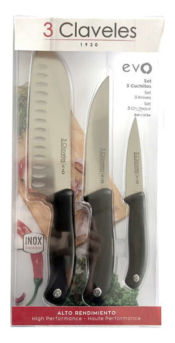 Set 3 Cuchillos De Cocina 3 Claveles Evo Profesional #1734