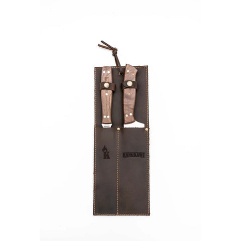 Set Cuchillo Tenedor Funda Cuero Kangkawe + Grabado Láser