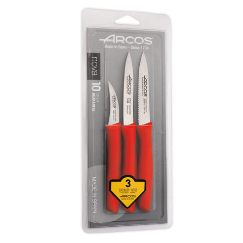 Set De Cuchillos Mondadores Cocina Arcos Premium Rojo