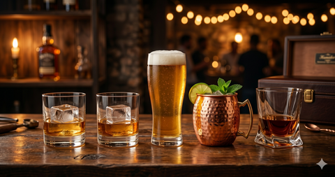 Vasos personalizados de whisky, bourbon y cerveza - Jack Daniels, Jhonnie Walker, Budweiser, cobre Wayu - Casa y Quincho Chile