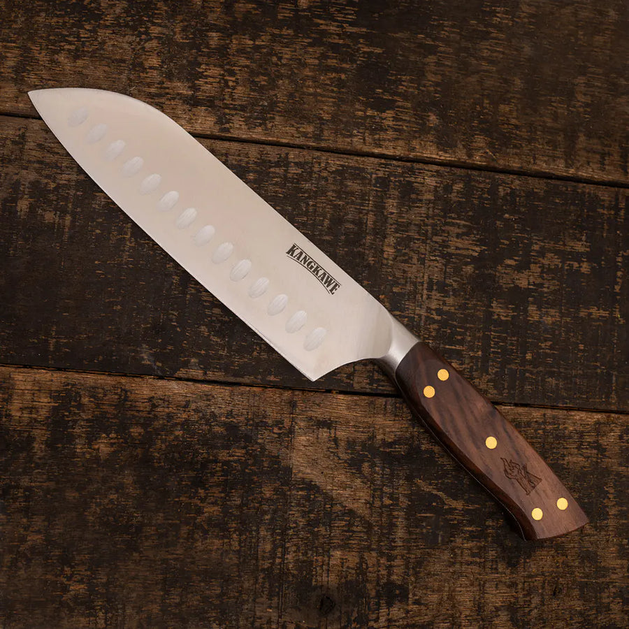 Cuchillo Santoku Pirihueico Kangkawe con Funda de Cuero + Grabado