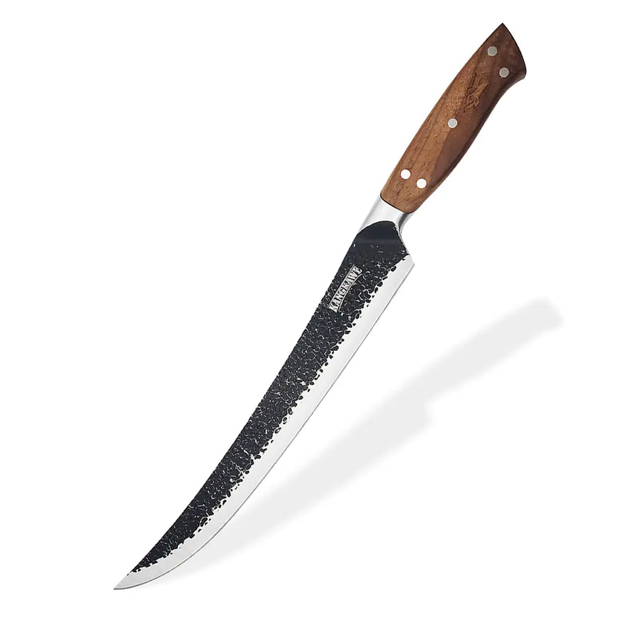 Cuchillo 10" Carnicero Curvo Martillado Kangkawe + Grabado Láser