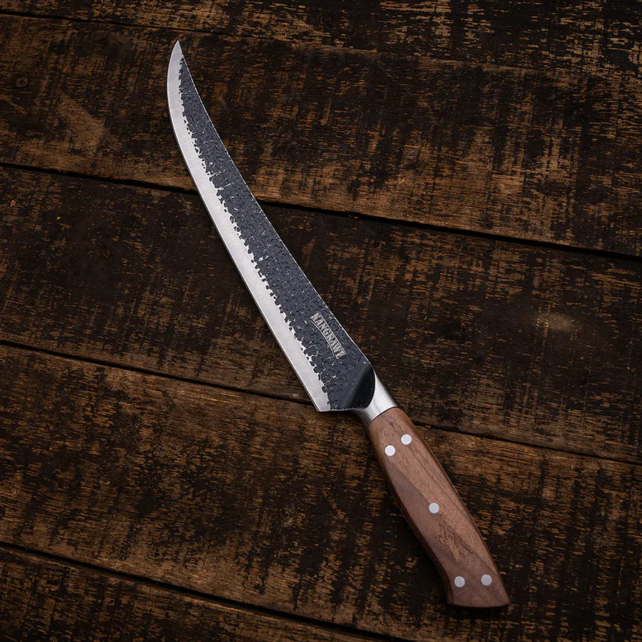 Cuchillo 10" Carnicero Curvo Martillado Kangkawe + Grabado Láser
