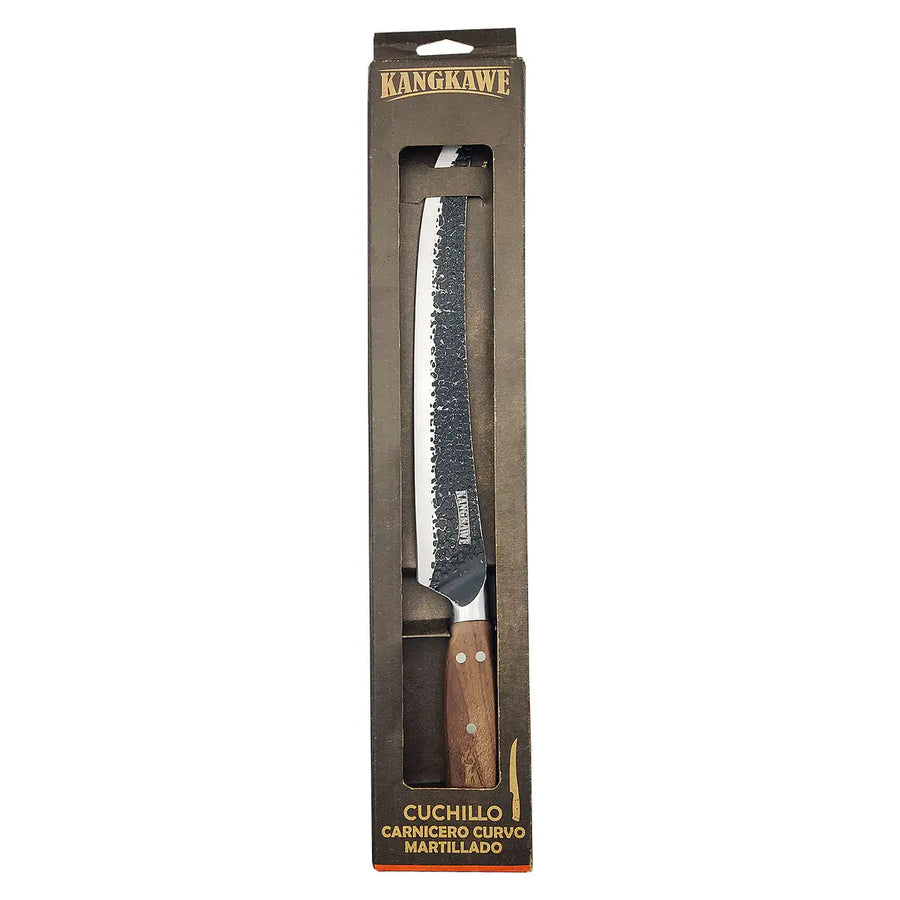 Cuchillo 10" Carnicero Curvo Martillado Kangkawe + Grabado Láser