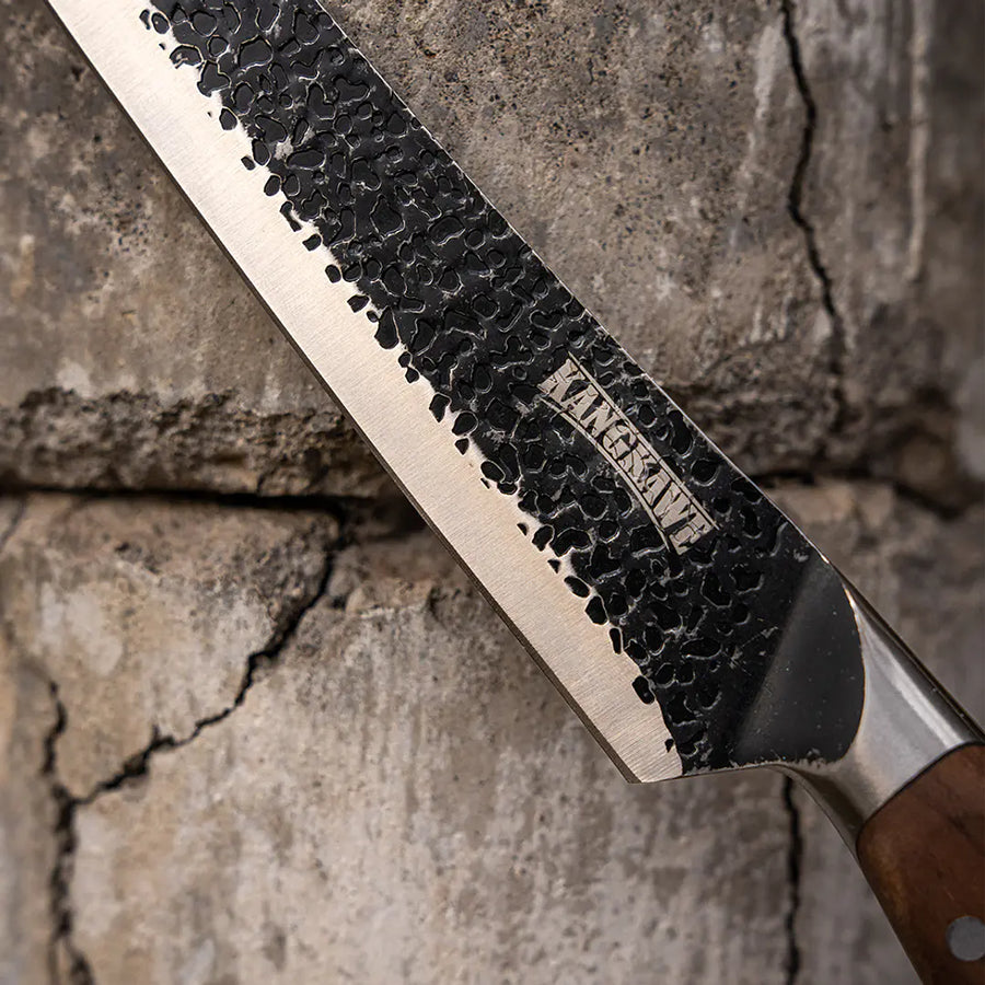 Cuchillo 10" Carnicero Curvo Martillado Kangkawe + Grabado Láser