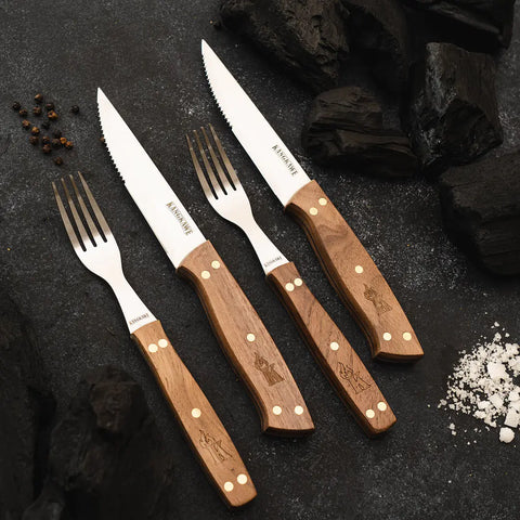 Set 2 Cuchillos 5" + 2 Tenedores Asado Kangkawe