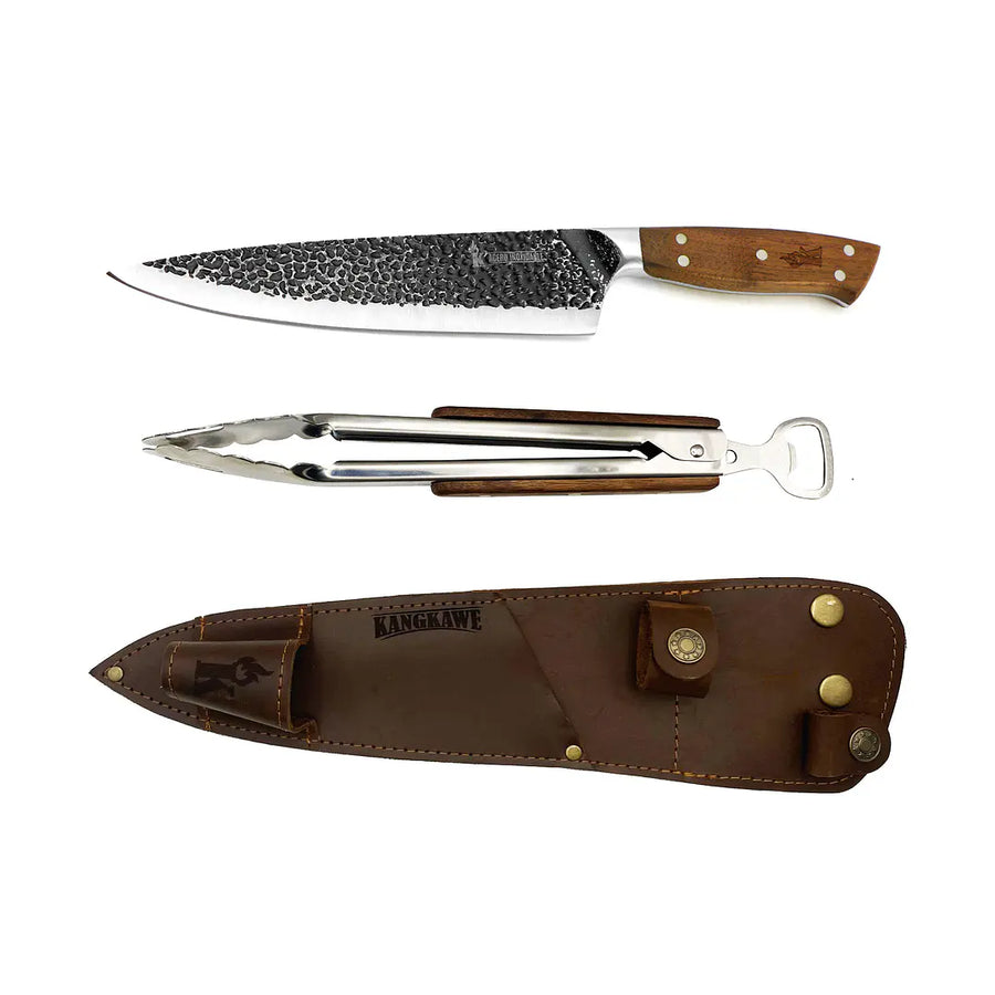 Set Cuchillo Curacaví + Tenaza Kangkawe con Funda de Cuero al Cinto + Grabado