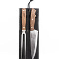 Set Parrillero Cuchillo + Tenedor Kangkawe Funda Cuero Negra + Grabado Láser