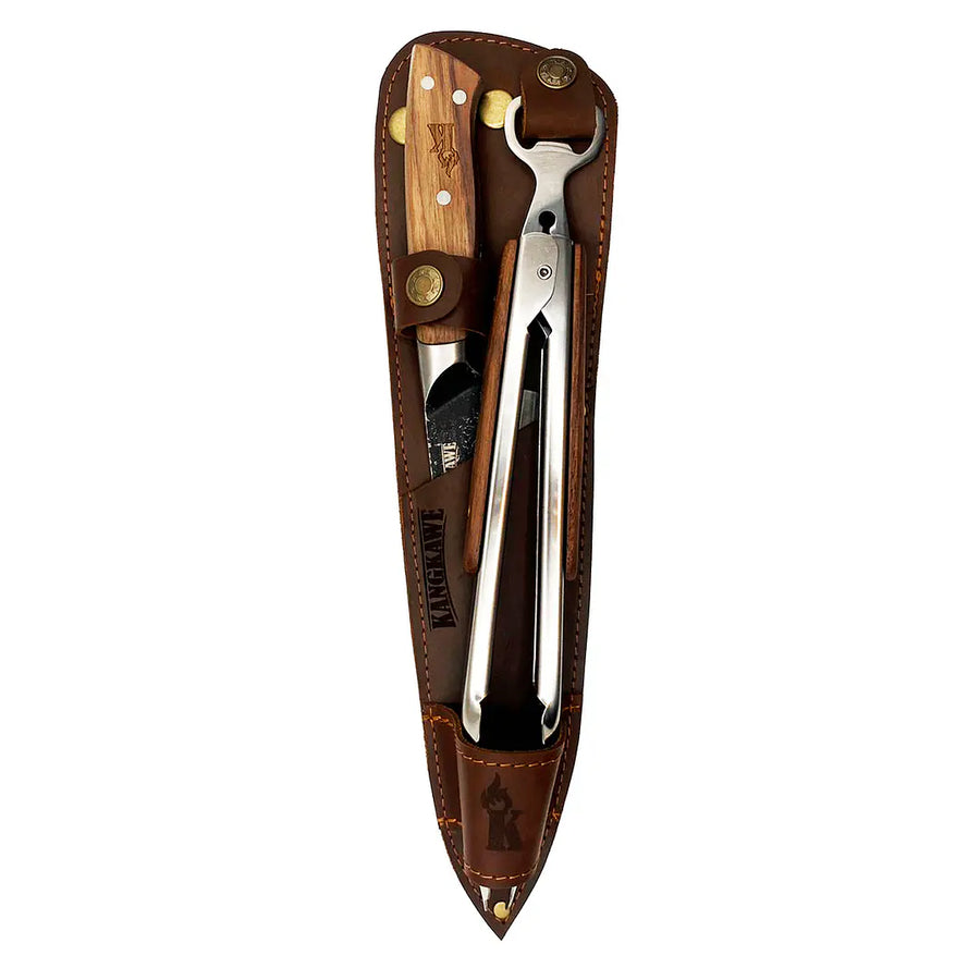 Set Cuchillo Curacaví + Tenaza Kangkawe con Funda de Cuero al Cinto + Grabado