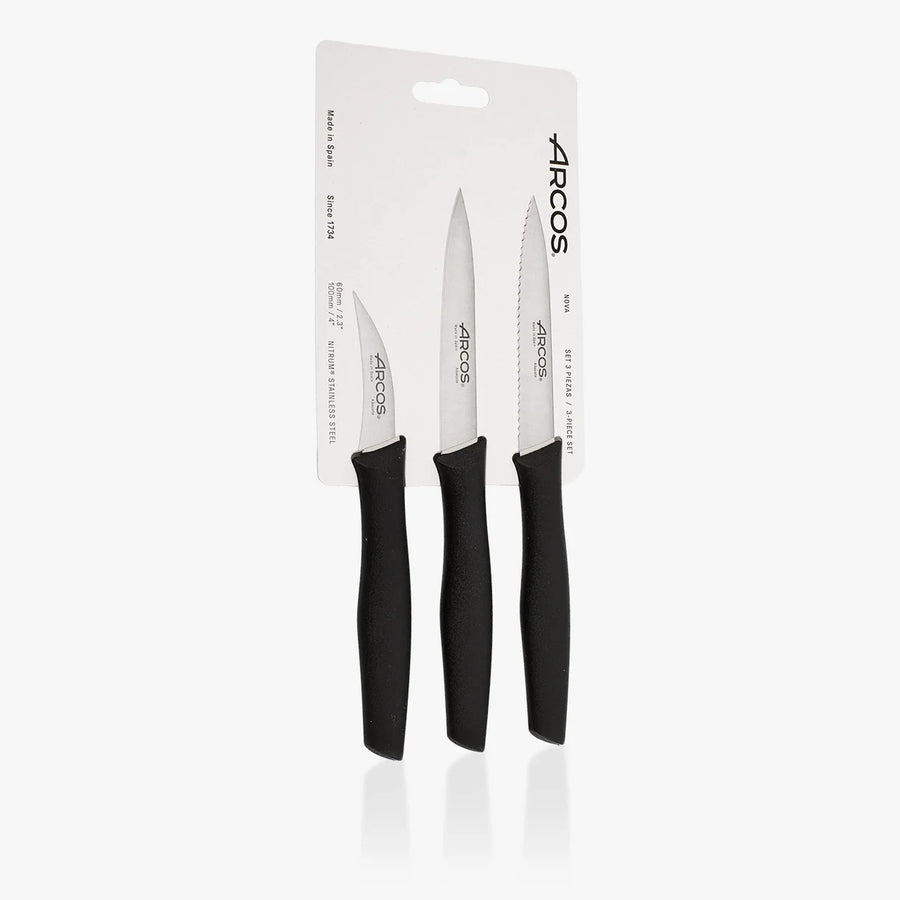 Set Cuchillos Mondadores Arcos Nova Negro + Grabado