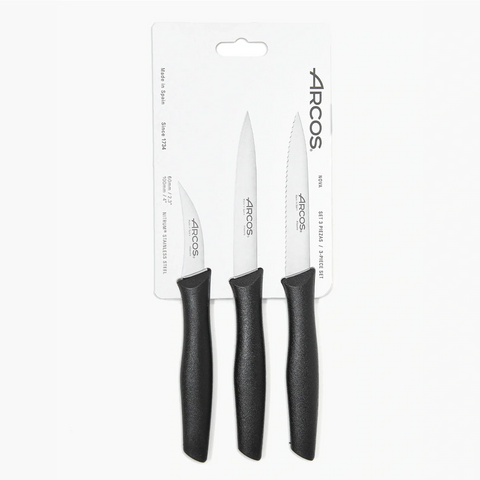 Set Cuchillos Mondadores Arcos Nova Negro + Grabado