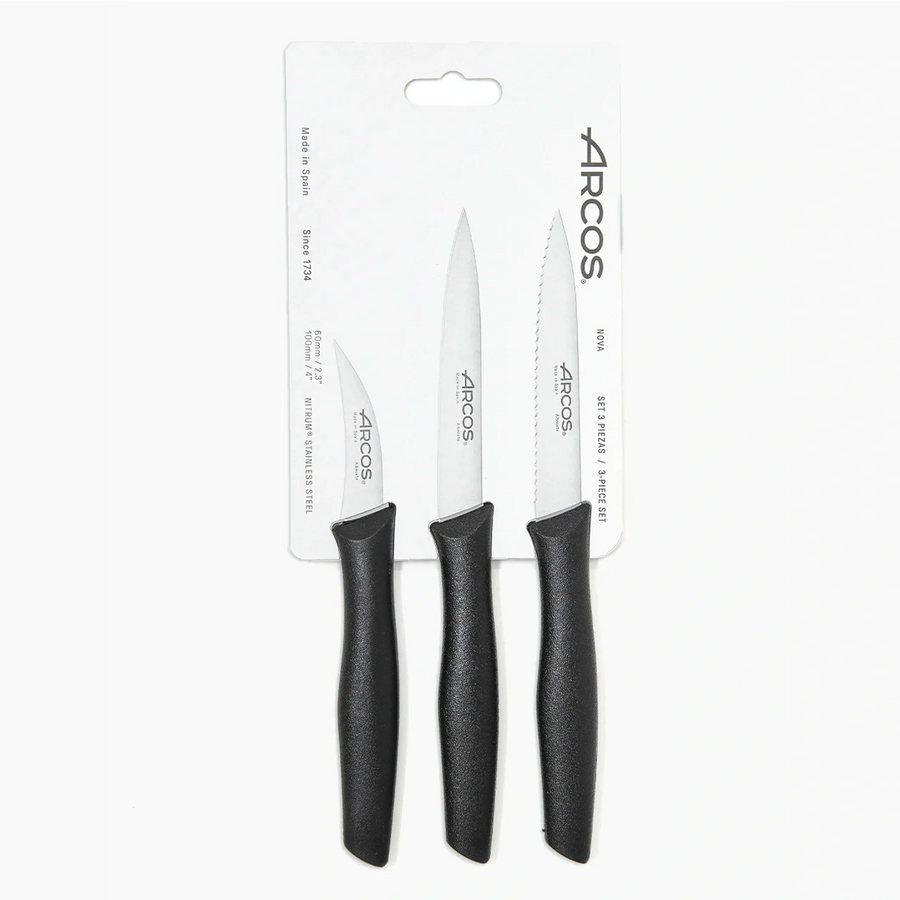 Set Cuchillos Mondadores Arcos Nova Negro + Grabado