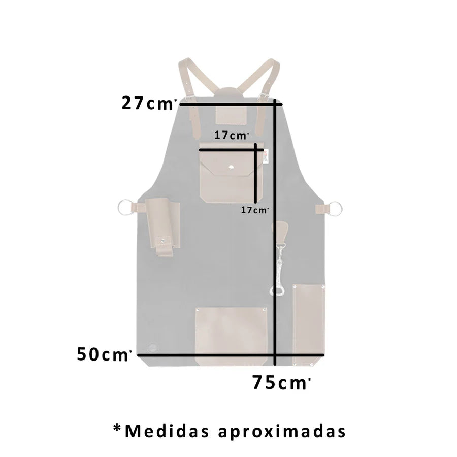 Delantal Pechera Parrillera Master Black Con Accesorios + Grabado Láser