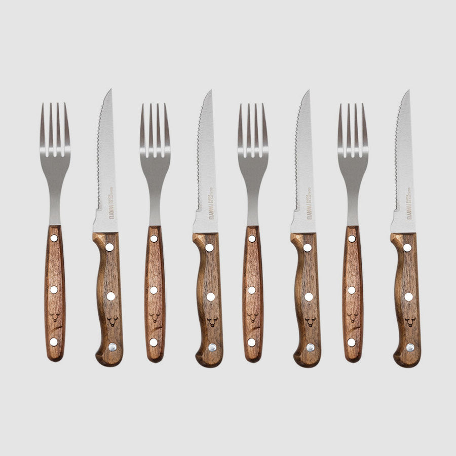 Set Cuchillos + Tenedores 8 pcs Wayu asado