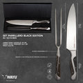 Set Parrillero Wayu Black Edition Cuchillo + Pincho + Grabado Láser